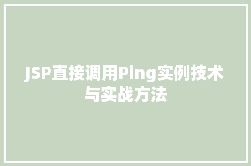 JSP直接调用Ping实例技术与实战方法