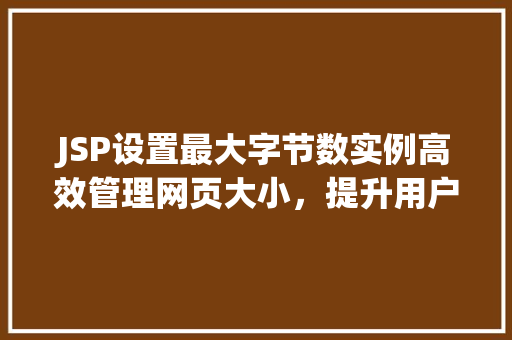 JSP设置最大字节数实例高效管理网页大小，提升用户体验