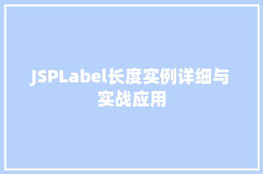 JSPLabel长度实例详细与实战应用