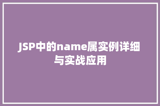 JSP中的name属实例详细与实战应用