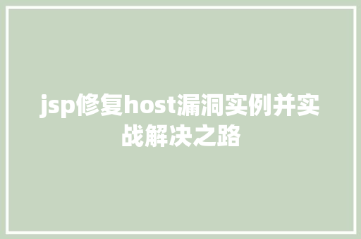 jsp修复host漏洞实例并实战解决之路