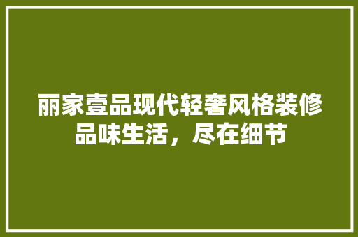 丽家壹品现代轻奢风格装修品味生活，尽在细节