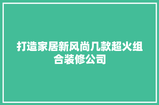 打造家居新风尚几款超火组合装修公司  第1张