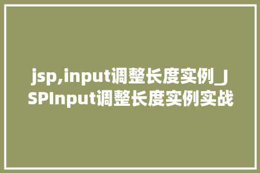jsp,input调整长度实例_JSPInput调整长度实例实战与优化方法