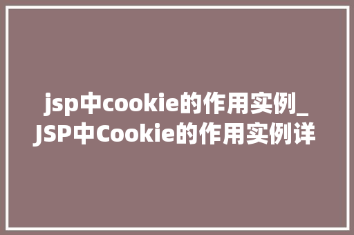 jsp中cookie的作用实例_JSP中Cookie的作用实例详细浅出其应用场景