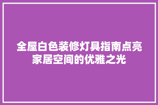 全屋白色装修灯具指南点亮家居空间的优雅之光  第1张