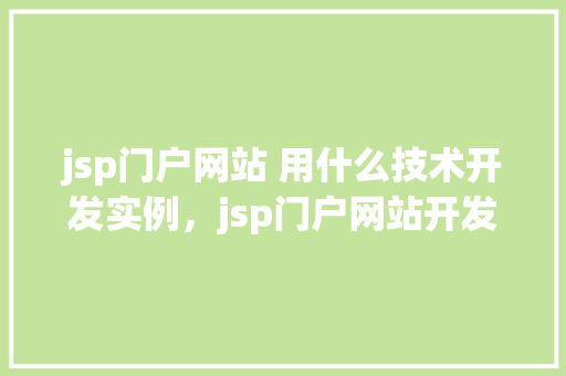 jsp门户网站 用什么技术开发实例，jsp门户网站开发实例：主流技术栈介绍