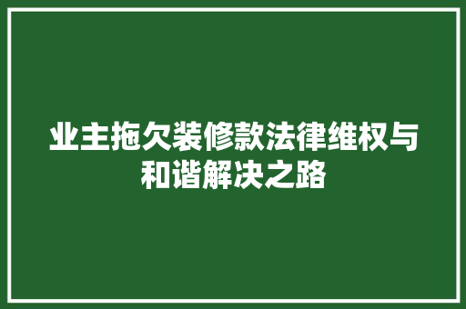 业主拖欠装修款法律维权与和谐解决之路