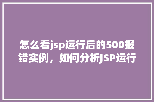 怎么看jsp运行后的500报错实例，如何分析JSP运行后的500错误实例