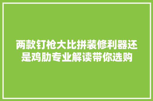两款钉枪大比拼装修利器还是鸡肋专业解读带你选购