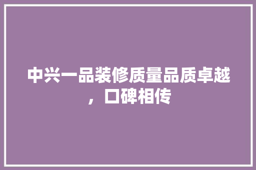 中兴一品装修质量品质卓越，口碑相传