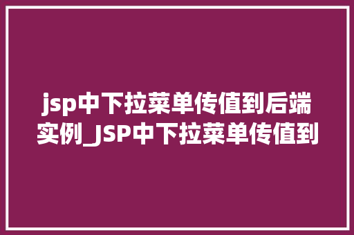 jsp中下拉菜单传值到后端实例_JSP中下拉菜单传值到后端实例详解轻松实现数据交互