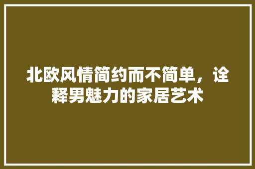 北欧风情简约而不简单，诠释男魅力的家居艺术
