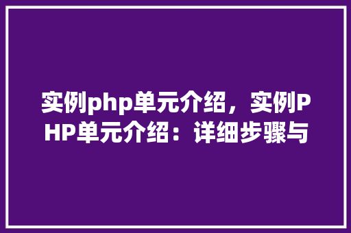 实例php单元介绍，实例PHP单元介绍：详细步骤与结果分析