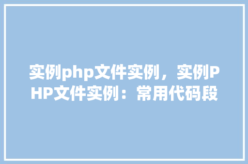 实例php文件实例，实例PHP文件实例：常用代码段详解