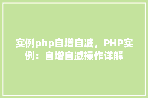 实例php自增自减，PHP实例：自增自减操作详解  第1张