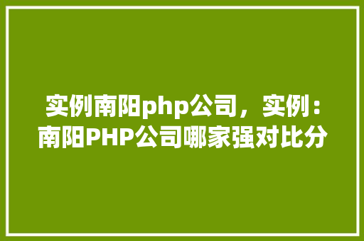 实例南阳php公司，实例：南阳PHP公司哪家强对比分析一览表