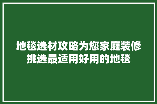 地毯选材攻略为您家庭装修挑选最适用好用的地毯