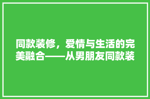 同款装修，爱情与生活的完美融合——从男朋友同款装修看家居搭配的艺术