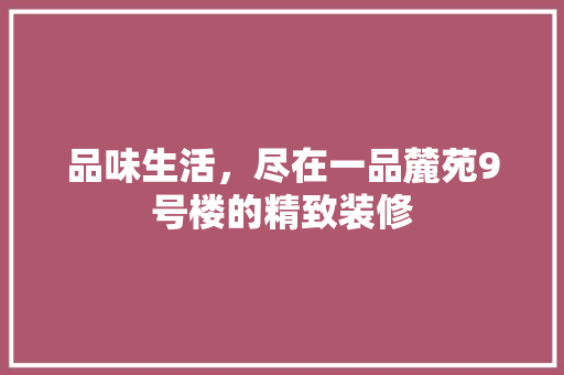 品味生活，尽在一品麓苑9号楼的精致装修