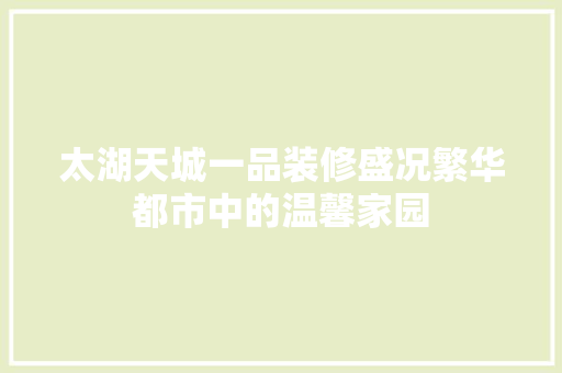 太湖天城一品装修盛况繁华都市中的温馨家园  第1张
