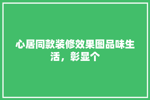 心居同款装修效果图品味生活，彰显个