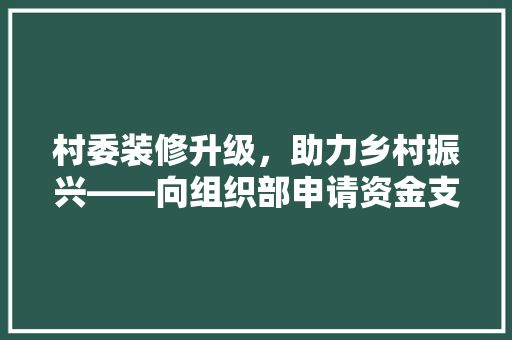 村委装修升级，助力乡村振兴——向组织部申请资金支持的重要意义与实施步骤  第1张