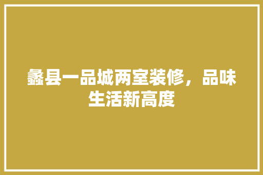 蠡县一品城两室装修，品味生活新高度