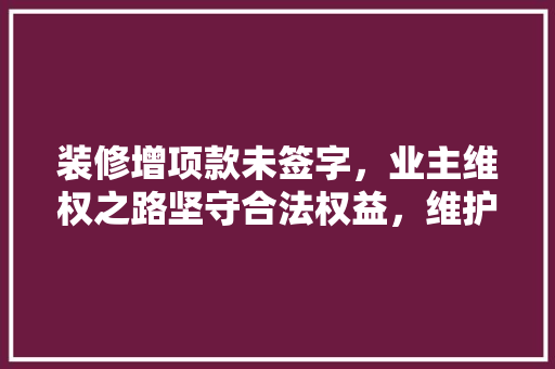 装修增项款未签字，业主维权之路坚守合法权益，维护自身权益