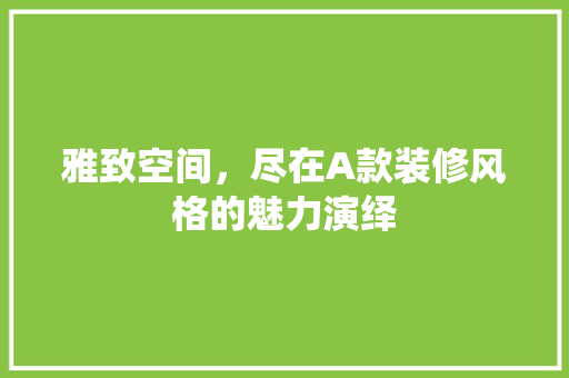 雅致空间，尽在A款装修风格的魅力演绎  第1张