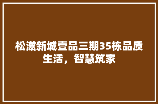 松滋新城壹品三期35栋品质生活，智慧筑家  第1张