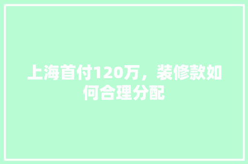 上海首付120万，装修款如何合理分配  第1张