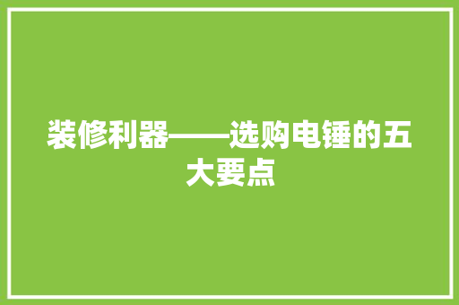 装修利器——选购电锤的五大要点