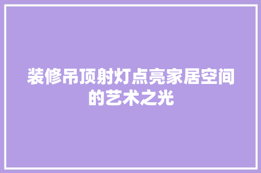 装修吊顶射灯点亮家居空间的艺术之光