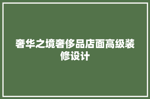 奢华之境奢侈品店面高级装修设计