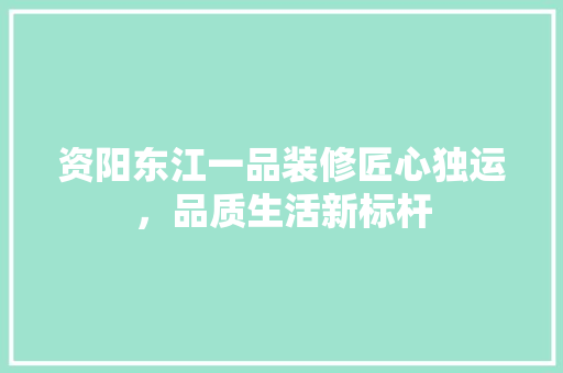 资阳东江一品装修匠心独运，品质生活新标杆  第1张