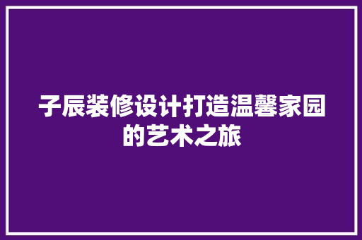 子辰装修设计打造温馨家园的艺术之旅