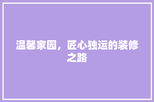 温馨家园，匠心独运的装修之路