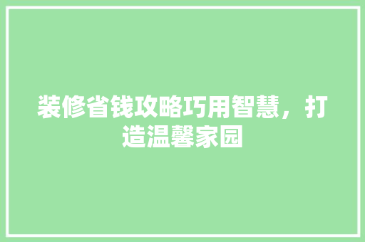 装修省钱攻略巧用智慧，打造温馨家园  第1张
