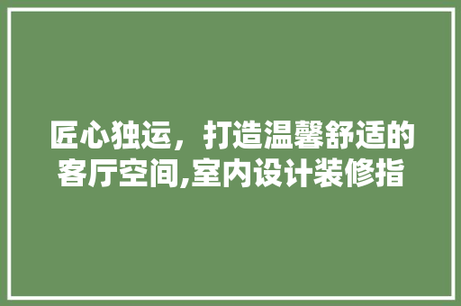 匠心独运，打造温馨舒适的客厅空间,室内设计装修指南