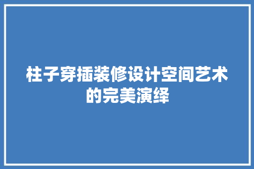 柱子穿插装修设计空间艺术的完美演绎