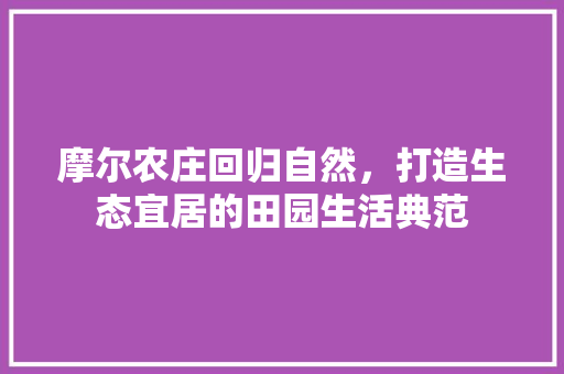 摩尔农庄回归自然，打造生态宜居的田园生活典范  第1张