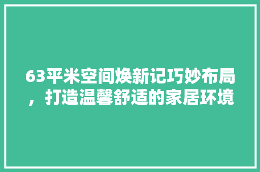 63平米空间焕新记巧妙布局，打造温馨舒适的家居环境