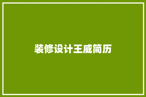 装修设计王威简历  第1张