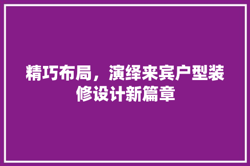 精巧布局，演绎来宾户型装修设计新篇章