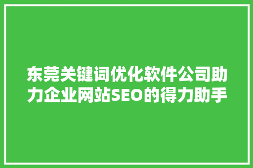 东莞关键词优化软件公司助力企业网站SEO的得力助手  第1张