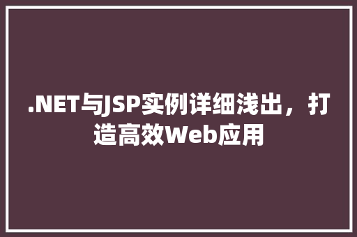 .NET与JSP实例详细浅出，打造高效Web应用