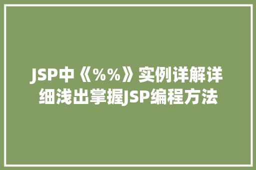 JSP中《%%》实例详解详细浅出掌握JSP编程方法