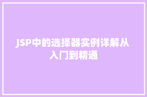 JSP中的选择器实例详解从入门到精通