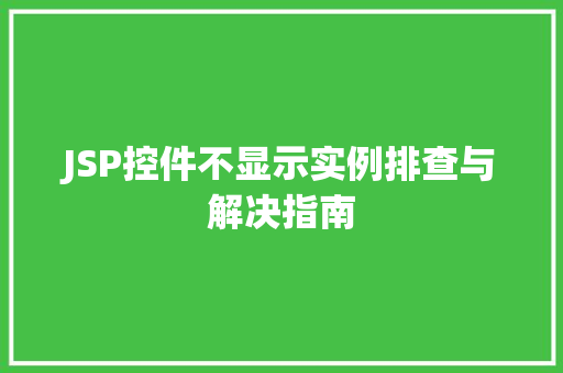 JSP控件不显示实例排查与解决指南